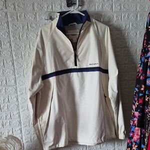 Old Navy Cream and Navy Half-Zip Jacket